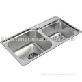 Stainless steel kitchen double bowl sink